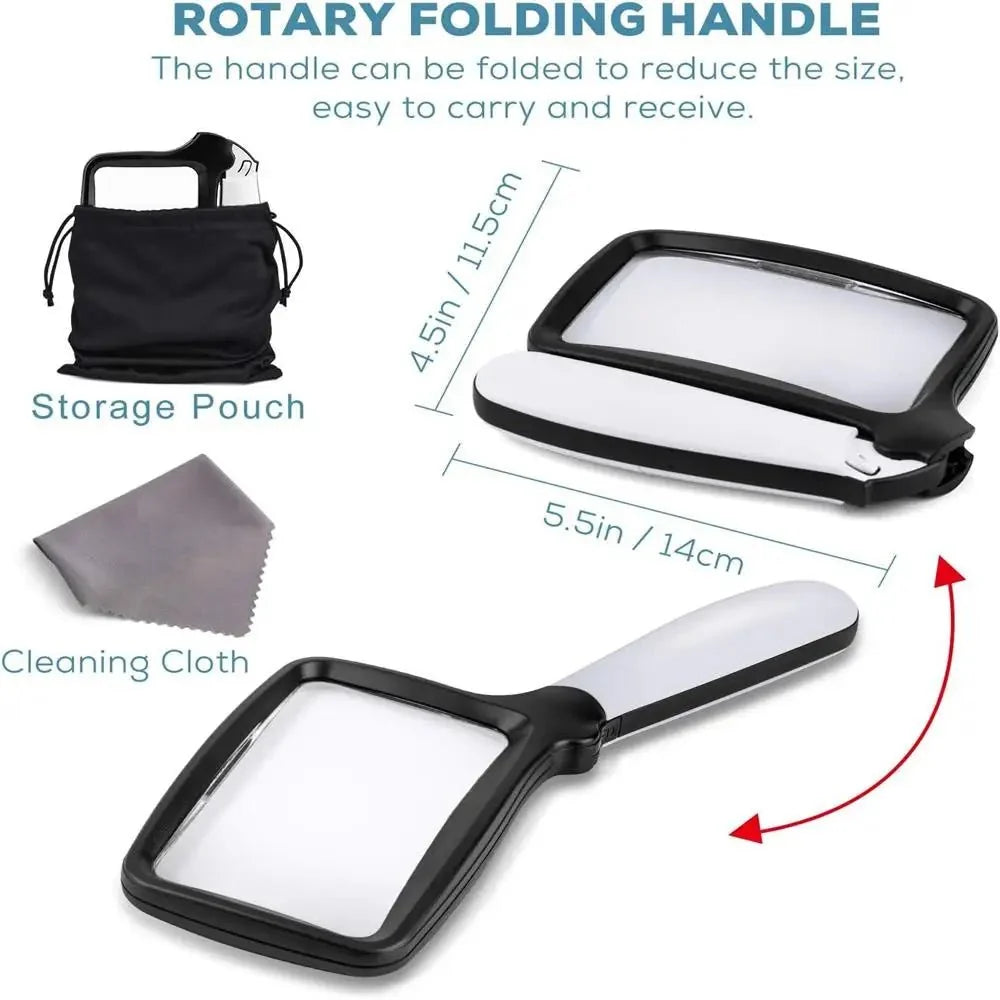 LED Hand Magnifier | Lit Rectangular Lens With A Handle