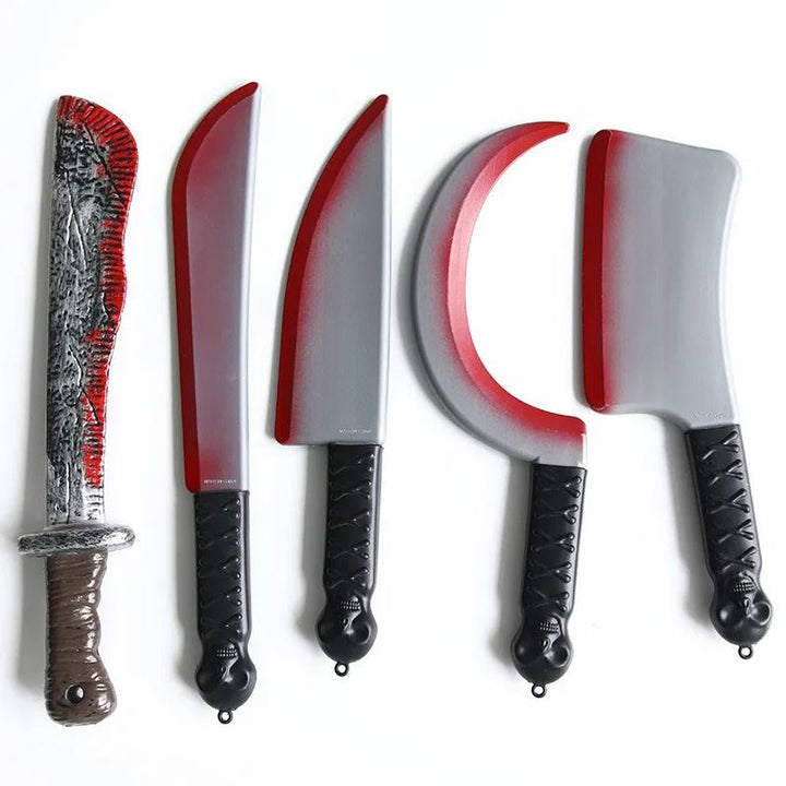 Fake Bloody Knife Prop Halloween | Blunt Safe Rounded Plastic Blade | Non-Toxic ABS Plastic Costume Accessory Prop