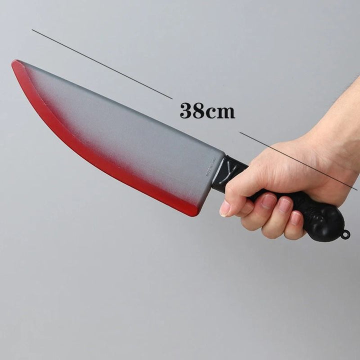 Fake Bloody Knife Prop Halloween | Blunt Safe Rounded Plastic Blade | Non-Toxic ABS Plastic Costume Accessory Prop