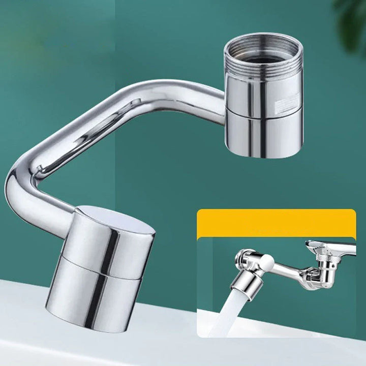 Faucet Adapter with 1080° Swivel Arm | Chrome Rotating Extension Design