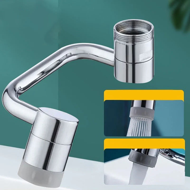 Faucet Adapter with 1080° Swivel Arm | Chrome Rotating Extension Design