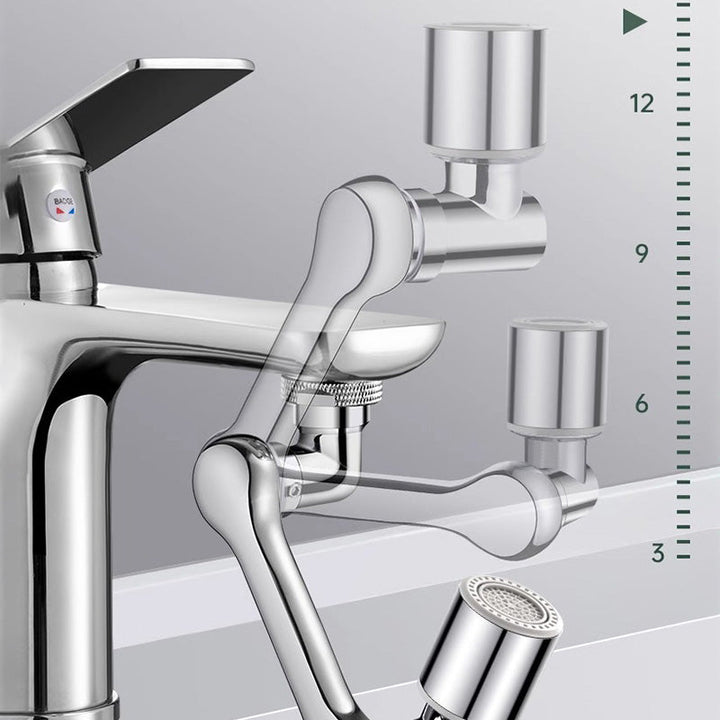 Faucet Adapter with 1080° Swivel Arm | Chrome Rotating Extension Design
