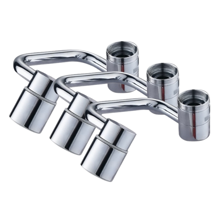 Faucet Adapter with 1080° Swivel Arm | Chrome Rotating Extension Design