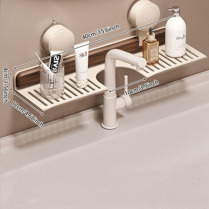 Faucet Rack | Nora No-Drill Suction Aluminum Bathroom Shelf