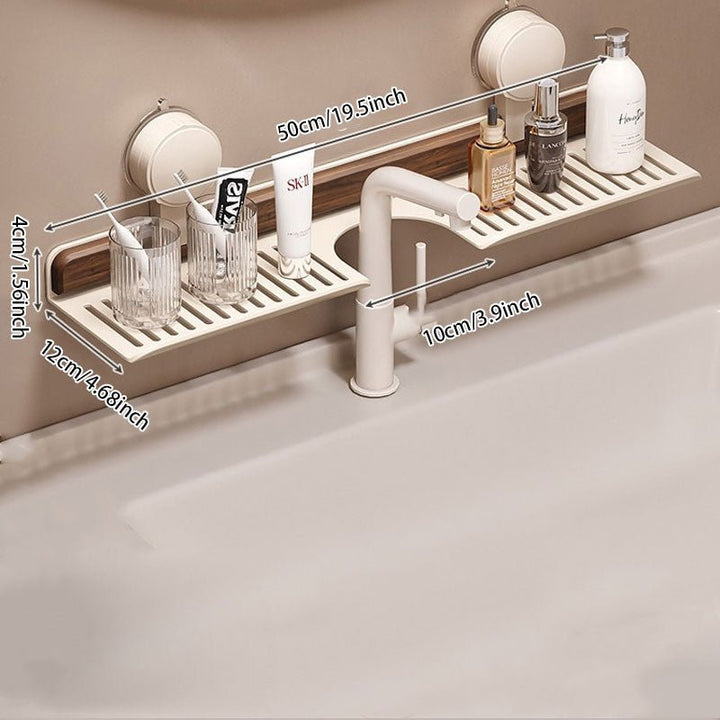 Faucet Rack | Nora No-Drill Suction Aluminum Bathroom Shelf