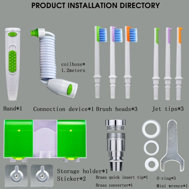 Faucet Water Flosser | 2 or 6 Nozzle Set | No Power Needed, Plug-In Toothbrush &amp; Oral Irrigator for Teeth and Gums