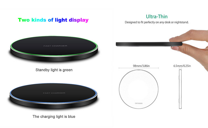 Round Wireless Charging Pad 30 W LED Status Ring Qi 9