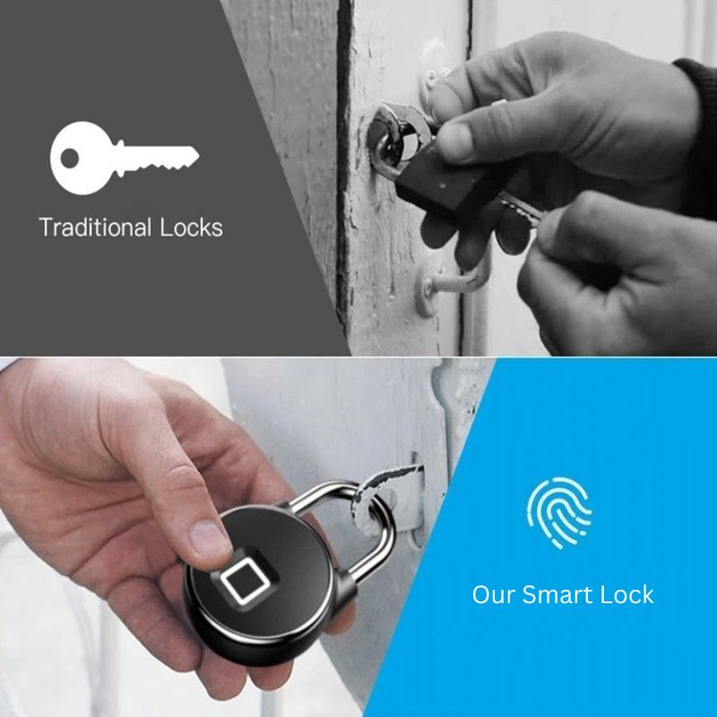 Fingerprint Padlock | Biometric &amp; Bluetooth | IP65 | USB Rechargeable | 10 Fingerprints | 3-Month Battery