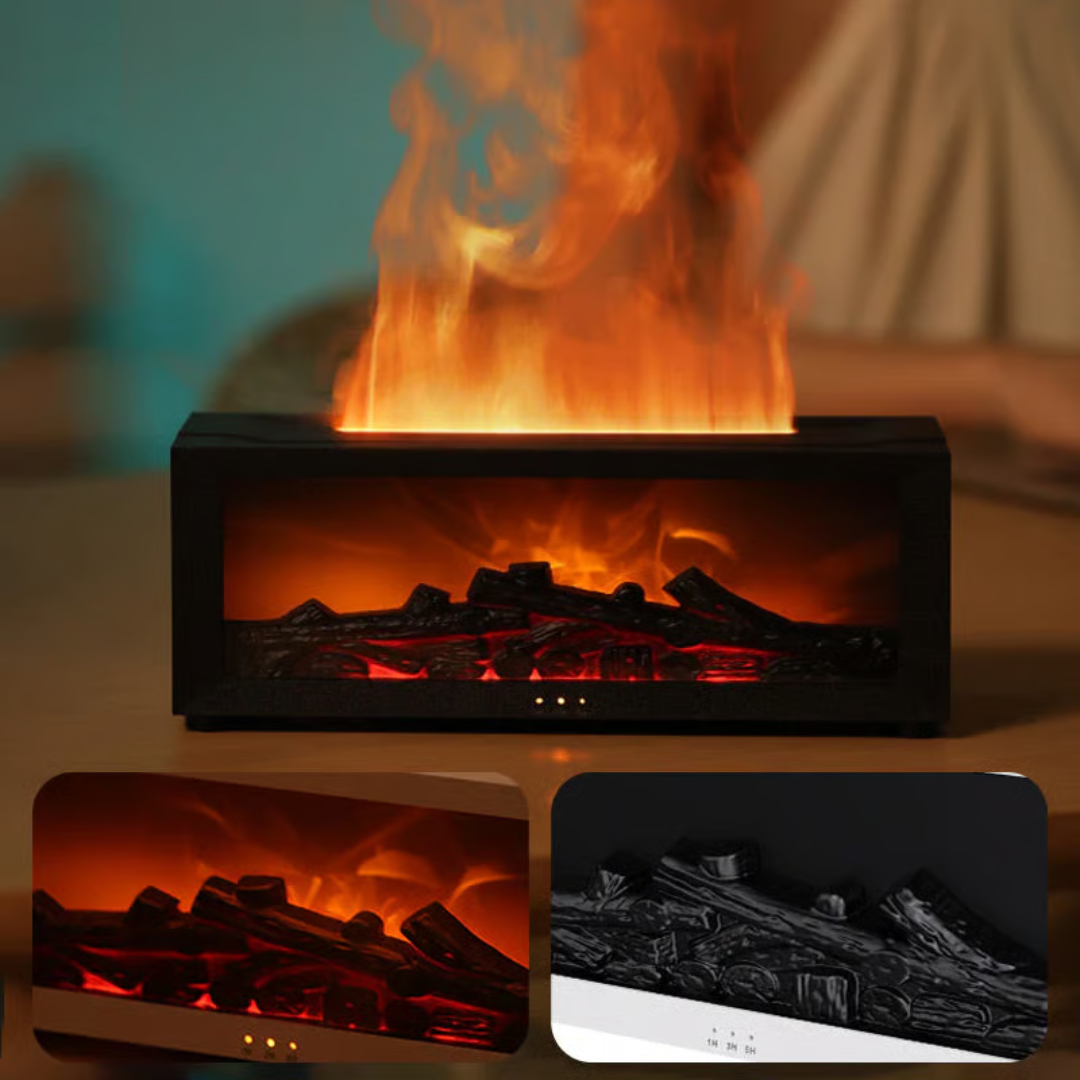 Fireplace Flame Diffuser Humidifier with Remote | LED Simulated Flame Effect