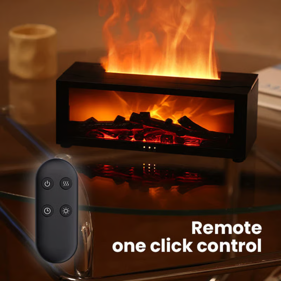 Fireplace Flame Diffuser Humidifier with Remote | LED Simulated Flame Effect