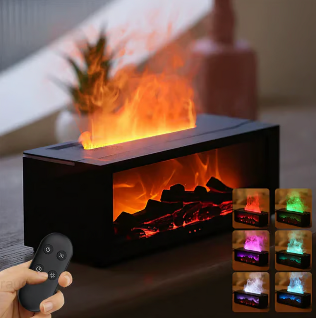 Fireplace Flame Diffuser Humidifier with Remote | LED Simulated Flame Effect