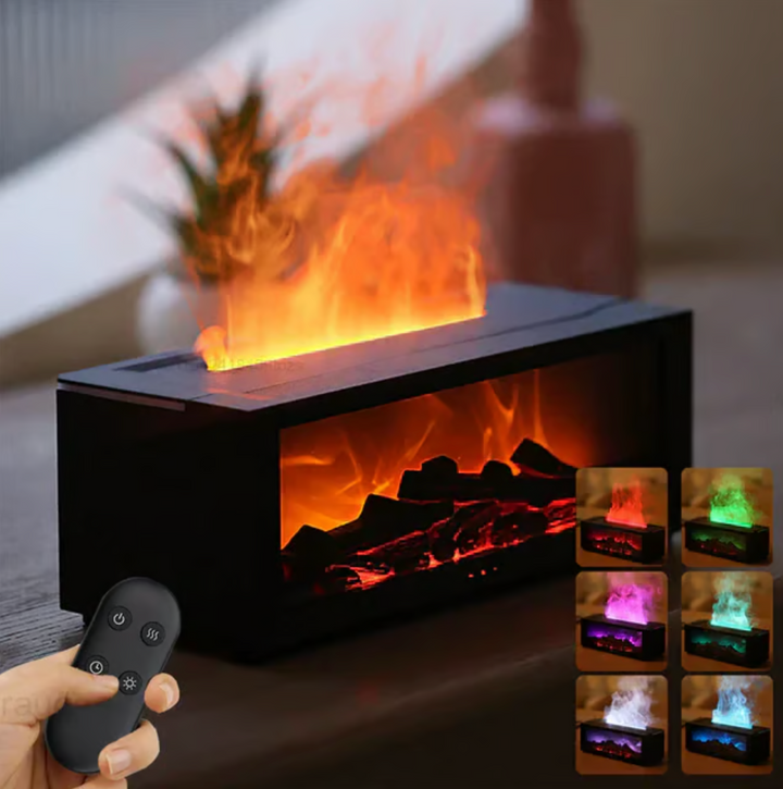 Fireplace Flame Diffuser Humidifier with Remote | LED Simulated Flame Effect