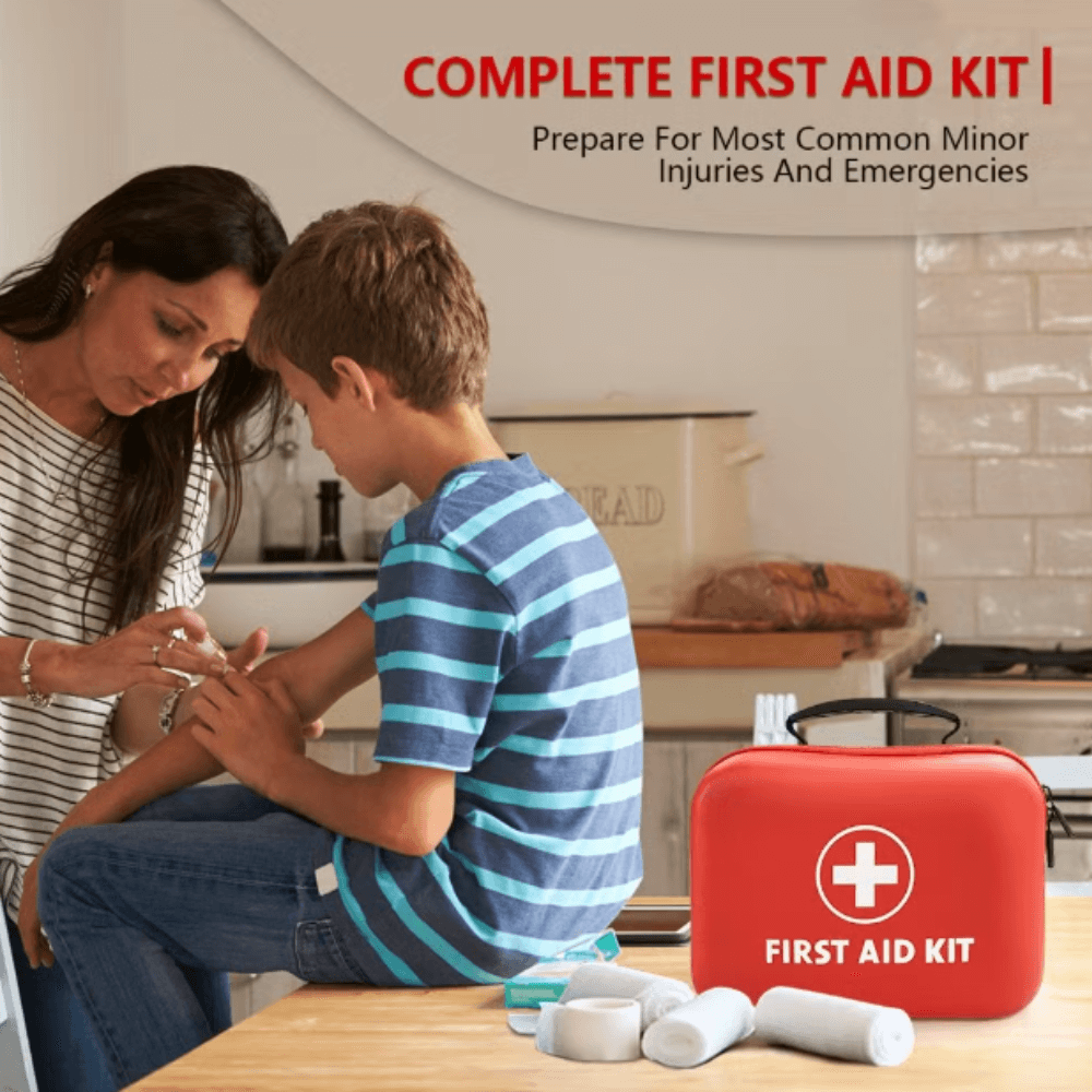First Aid Kit 110 Pieces | Home, Car & Travel Emergency Bag | Bandages, Tourniquets, CPR Mask & Scissors Included