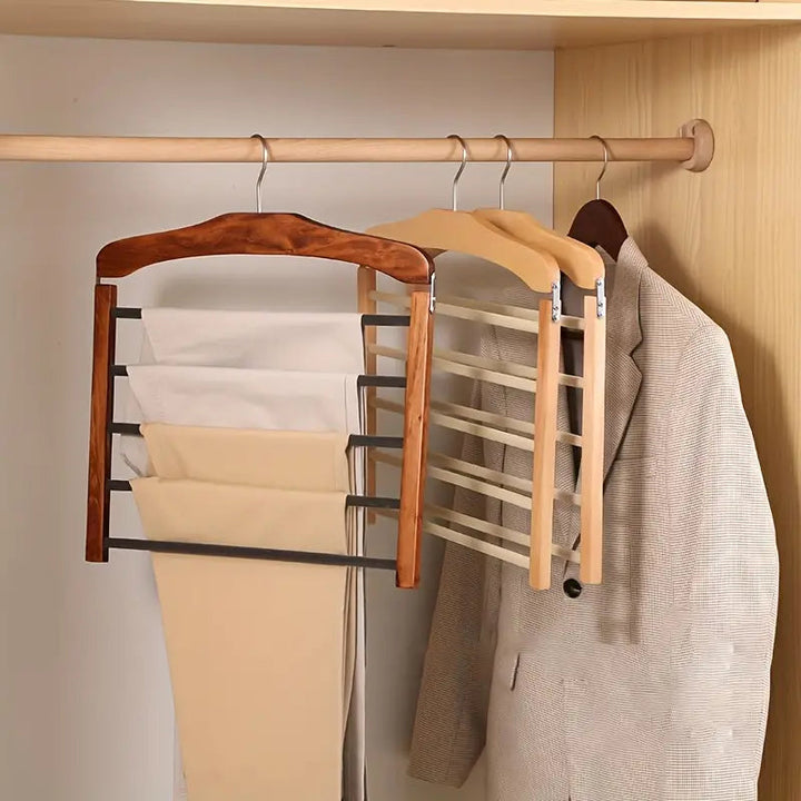 Five-Tier Trouser Hanger | Sleeved Bars, Shaped Shoulder Top