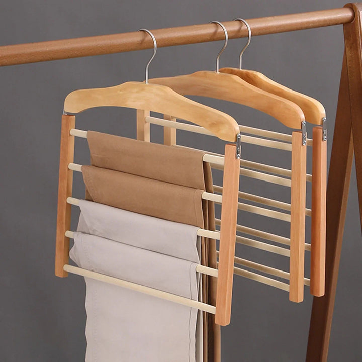 Five-Tier Trouser Hanger | Sleeved Bars, Shaped Shoulder Top