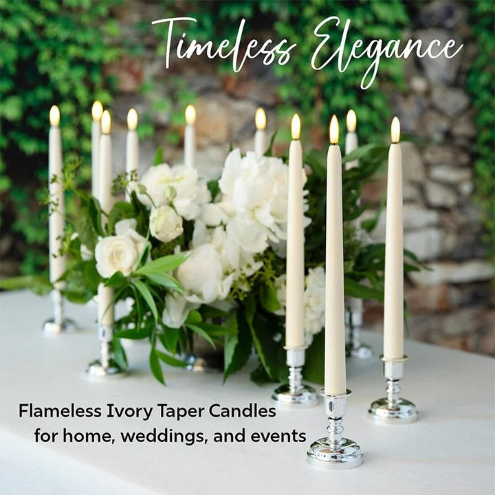 Flameless LED Taper Candles | 12-Piece Set with Realistic Flicker | Battery-Operated, Reusable &amp; Drip-Free Safety