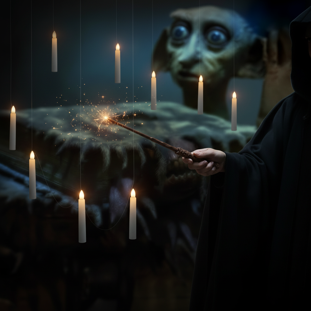 Flameless LED Taper Candles Halloween | Remote Control &amp; Floating Design | Battery Operated Warm White Flickering Effect