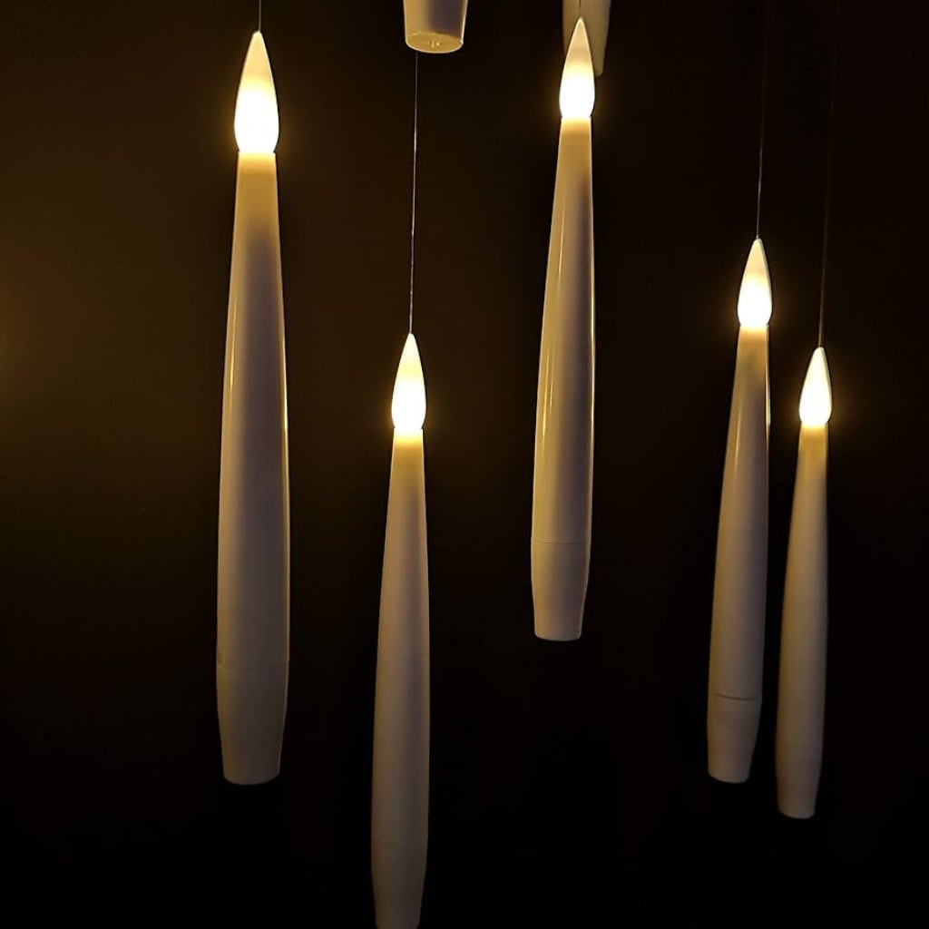 Flameless LED Taper Candles Halloween | Remote Control &amp; Floating Design | Battery Operated Warm White Flickering Effect