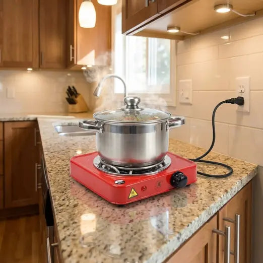 Electric Hot Plate Portable Compact 1000 W Flameless with Any Cookware 5