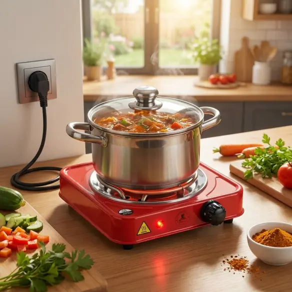 Electric Hot Plate Portable Compact 1000 W Flameless with Any Cookware 6
