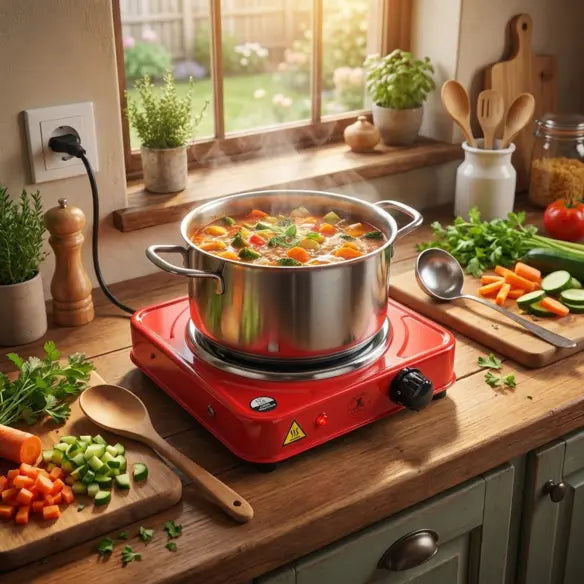 Electric Hot Plate Portable Compact 1000 W Flameless with Any Cookware 7