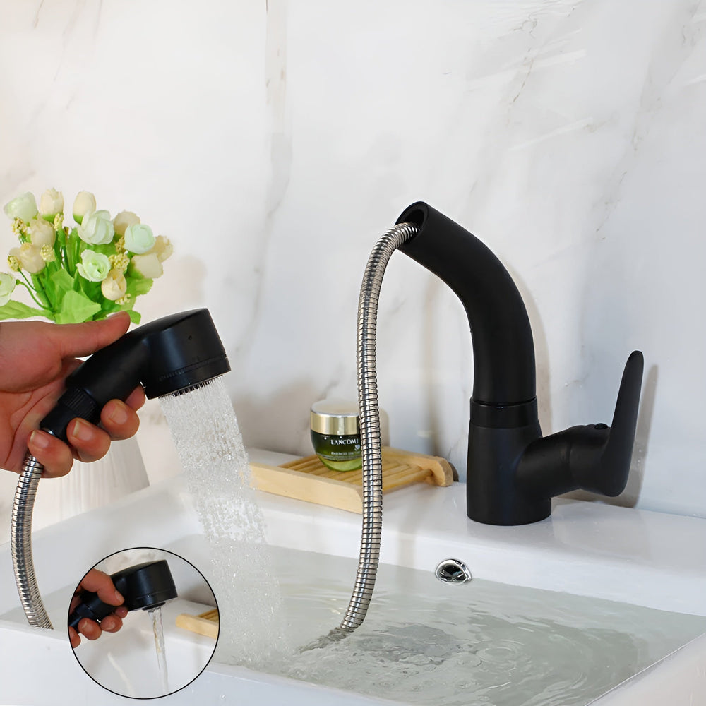 Extendable Basin Mixer Tap Pull-Out Spout Single Lever Brass 2