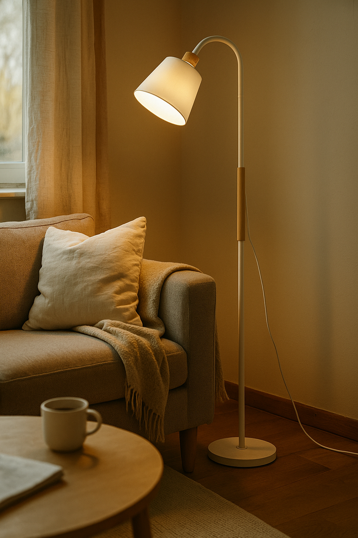 Adjustable Floor Lamp Wood and Metal 120-160 cm | Curved or Straight, Black or White | Tilt and Swivel Head for Reading 5