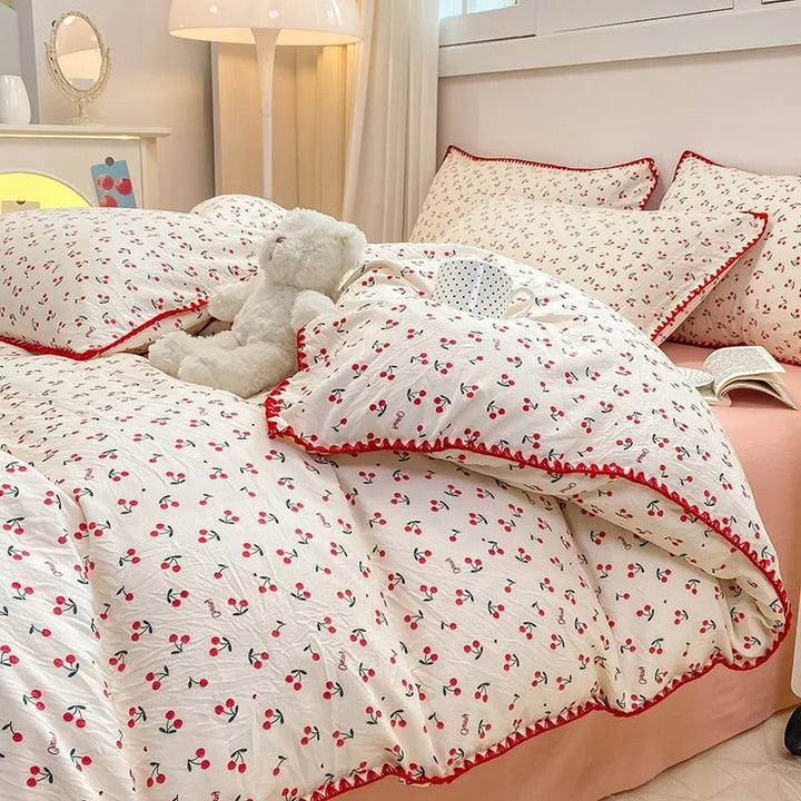 Floral Print Bedding Set | Duvet Cover, Bed Sheet &amp; Pillowcases | Machine Washable Woven Fabric, 4 Sizes, 6 Colours