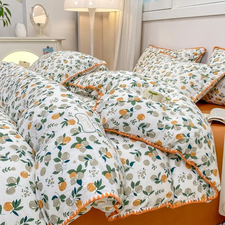 Floral Print Bedding Set | Duvet Cover, Bed Sheet &amp; Pillowcases | Machine Washable Woven Fabric, 4 Sizes, 6 Colours