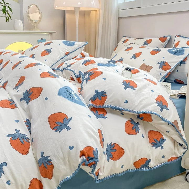 Floral Print Bedding Set | Duvet Cover, Bed Sheet &amp; Pillowcases | Machine Washable Woven Fabric, 4 Sizes, 6 Colours