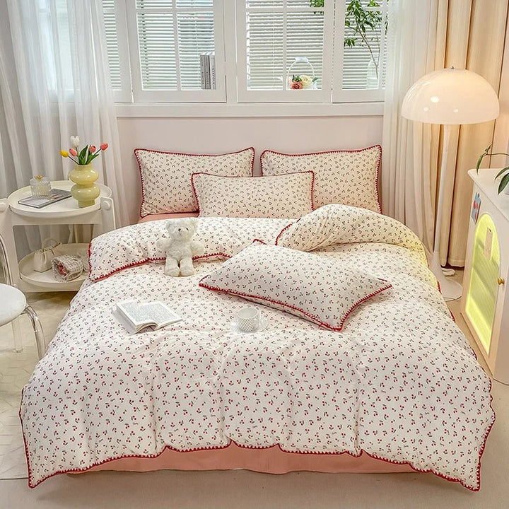 Floral Print Bedding Set | Duvet Cover, Bed Sheet &amp; Pillowcases | Machine Washable Woven Fabric, 4 Sizes, 6 Colours