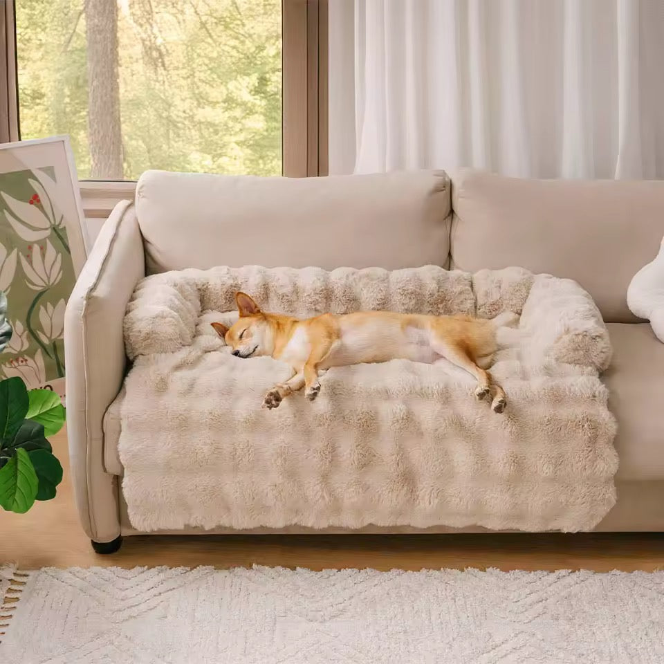 Fluffy Calming Dog Bed | Non-Slip Base | Machine Washable | 4 Sizes | Sofa Mat