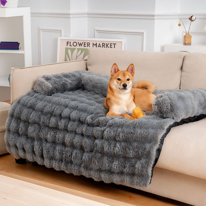 Fluffy Calming Dog Bed | Non-Slip Base | Machine Washable | 4 Sizes | Sofa Mat