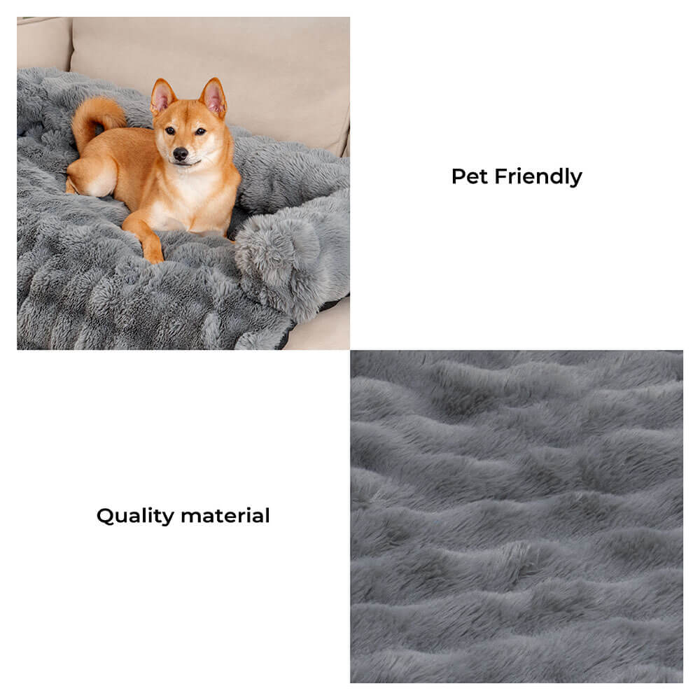 Fluffy Calming Dog Bed | Non-Slip Base | Machine Washable | 4 Sizes | Sofa Mat