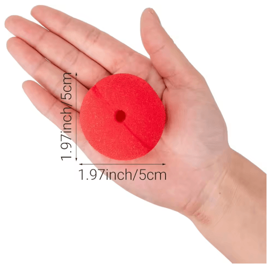 Foam Clown Nose Costume Prop | 1 to 100-Piece Bulk Packs | Soft Reusable Sponge for Parties, Halloween &amp; Circus Shows
