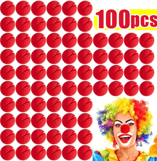 Foam Clown Nose Costume Prop | 1 to 100-Piece Bulk Packs | Soft Reusable Sponge for Parties, Halloween & Circus Shows