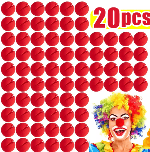 Foam Clown Nose Costume Prop | 1 to 100-Piece Bulk Packs | Soft Reusable Sponge for Parties, Halloween &amp; Circus Shows