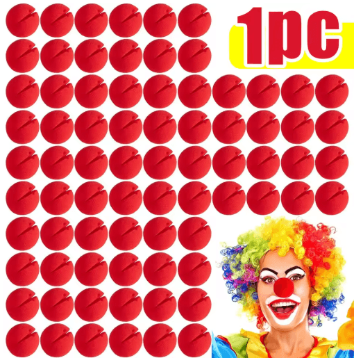 Foam Clown Nose Costume Prop | 1 to 100-Piece Bulk Packs | Soft Reusable Sponge for Parties, Halloween &amp; Circus Shows