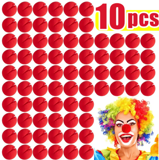 Foam Clown Nose Costume Prop | 1 to 100-Piece Bulk Packs | Soft Reusable Sponge for Parties, Halloween &amp; Circus Shows