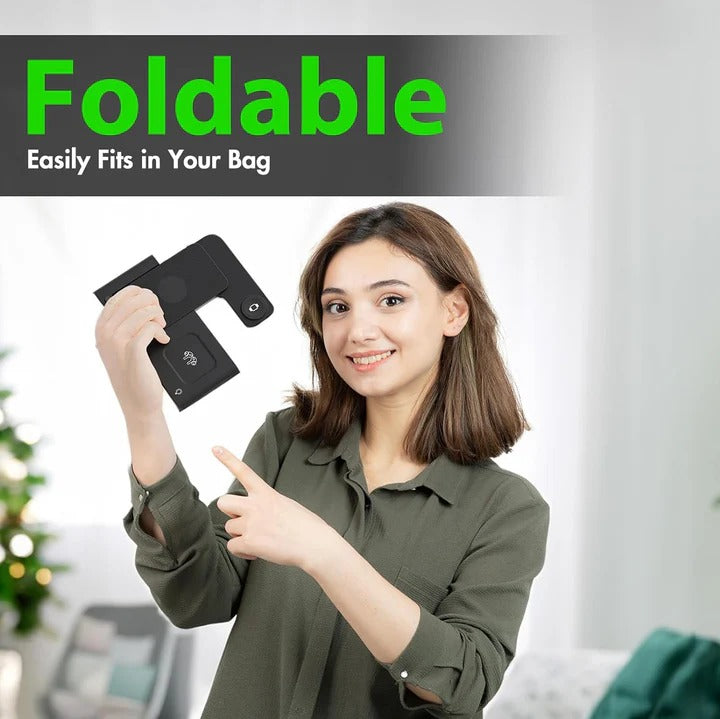 Foldable 3-in-1 Wireless Charging Stand Quick Charge LED