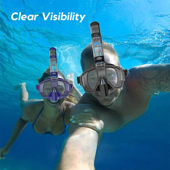 Foldable Snorkel Mask | Hinged Tube, Adjustable Strap