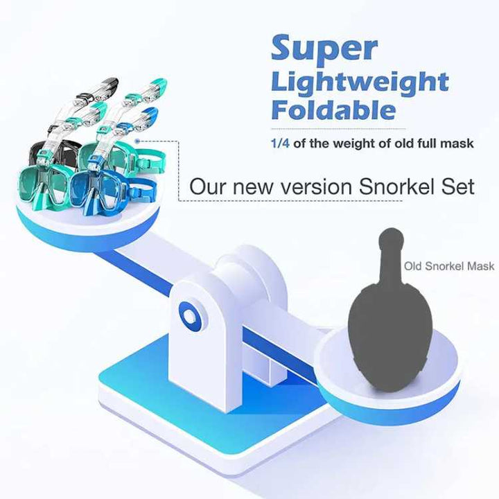Foldable Snorkel Mask | Hinged Tube, Adjustable Strap
