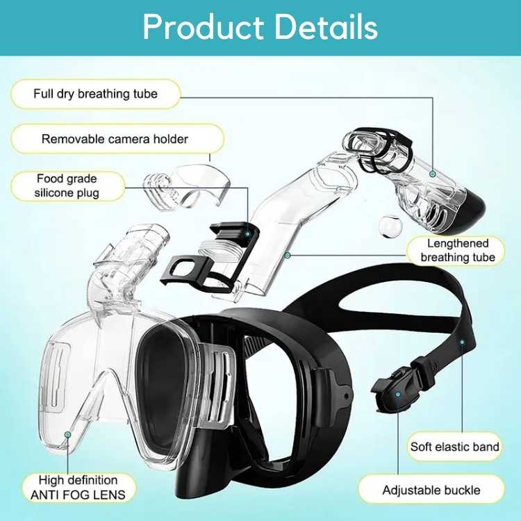 Foldable Snorkel Mask | Hinged Tube, Adjustable Strap