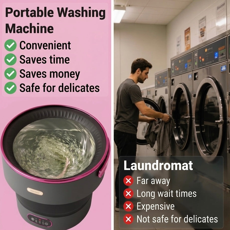 Foldable Washing Machine | 5 Wash Modes | 40dB Quiet Operation | Compact &amp; Portable
