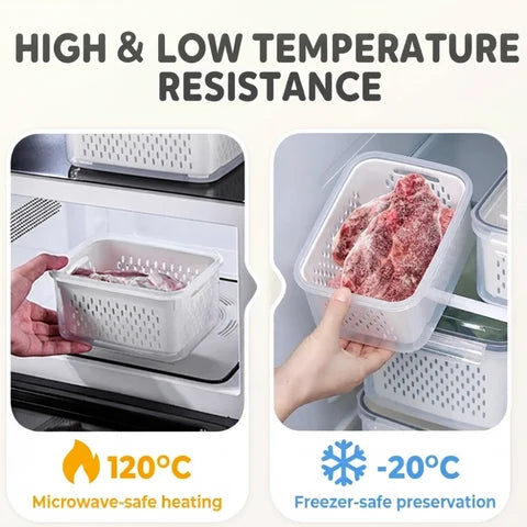 Food Storage Container | Lift-Out Drain Basket, Stacking
