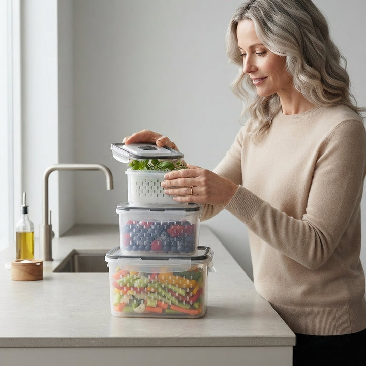 Food Storage Container | Lift-Out Drain Basket, Stacking