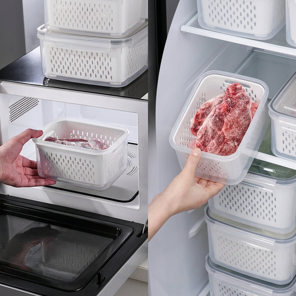 Food Storage Container | Lift-Out Drain Basket, Stacking