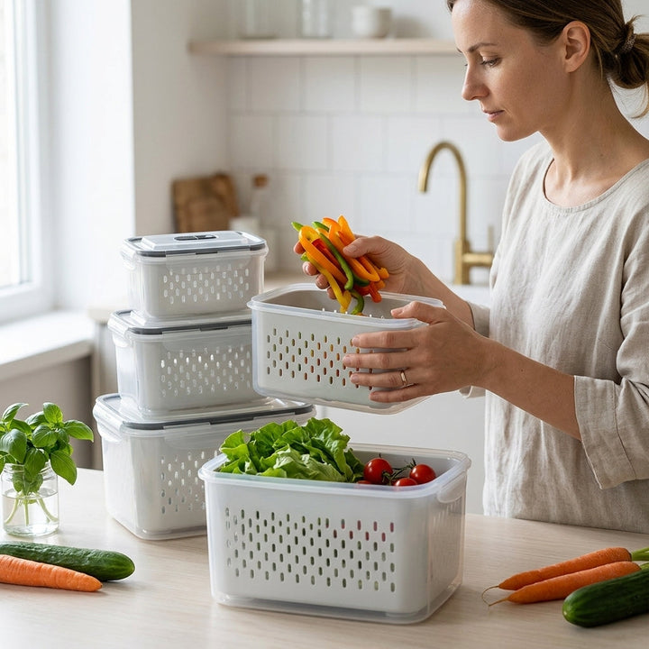 Food Storage Container | Lift-Out Drain Basket, Stacking