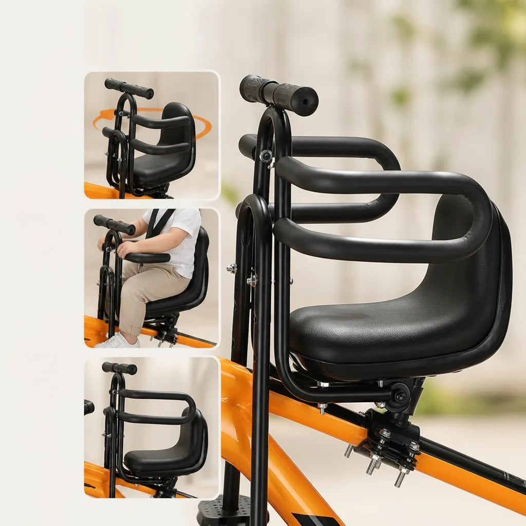 Front Child Bike Seat | Foldable Carbon Steel Mount