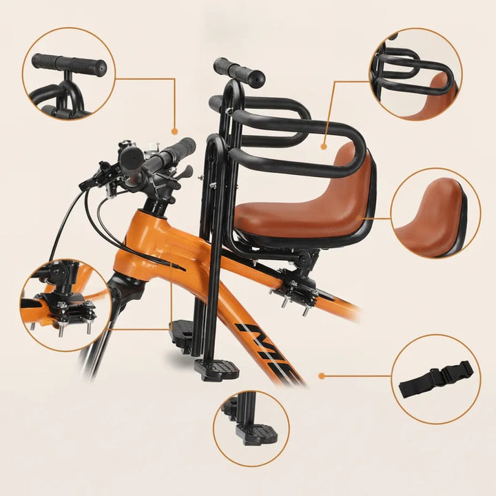 Front Child Bike Seat | Foldable Carbon Steel Mount